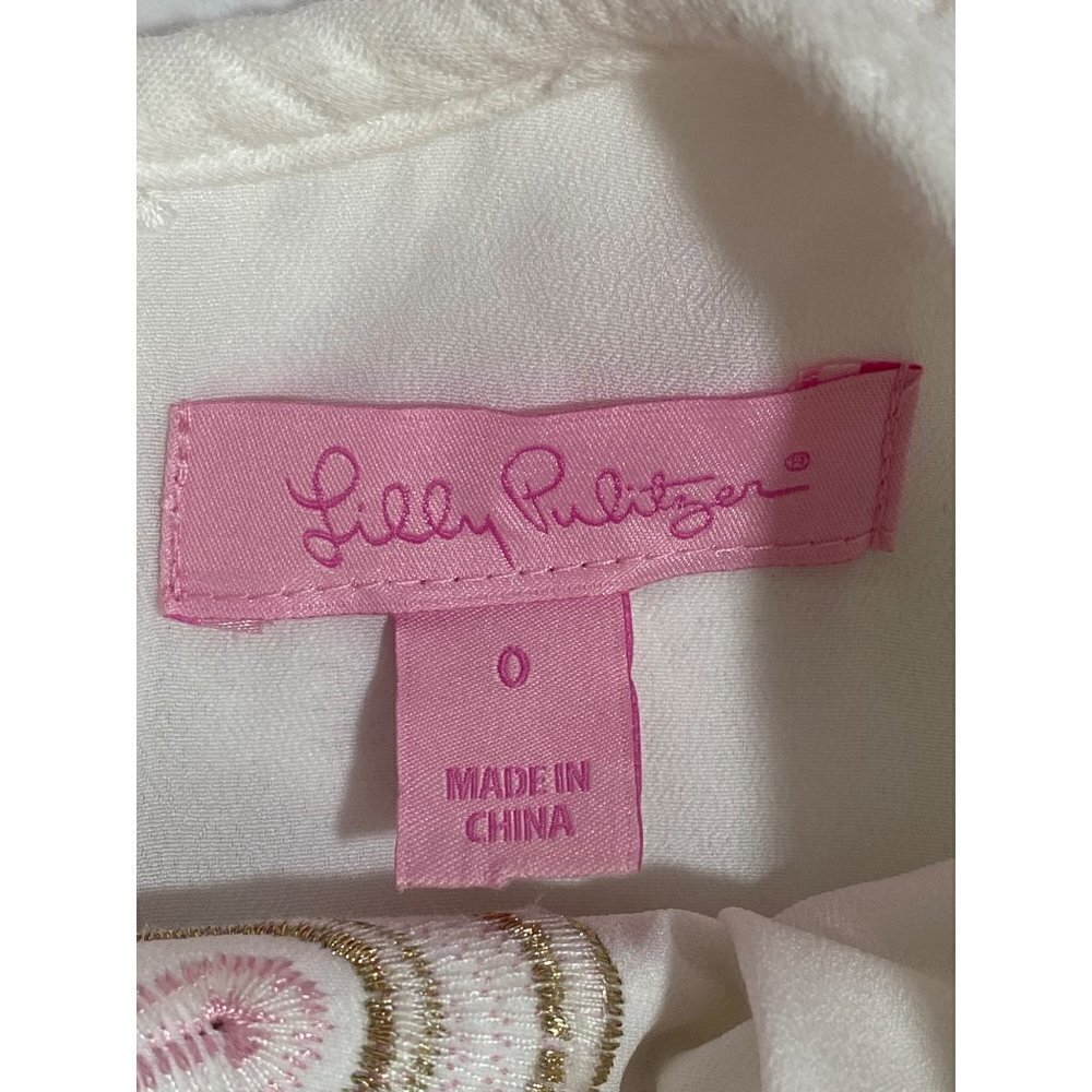 Lilly Pulitzer Logan White Floral Pique Jacquard Shift Dress White with Coral, P - Picture 12 of 14